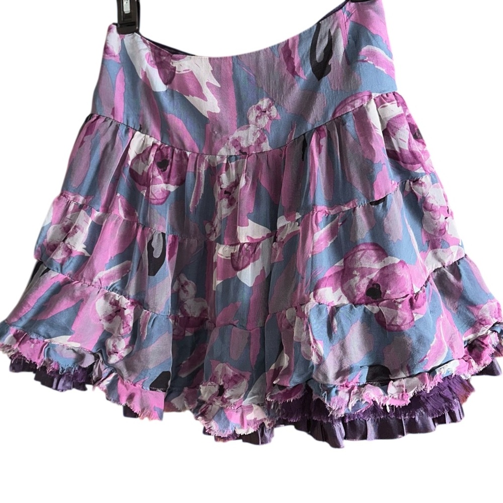 Vintage Silk Floral Purple Skirt - Picture 9 of 9